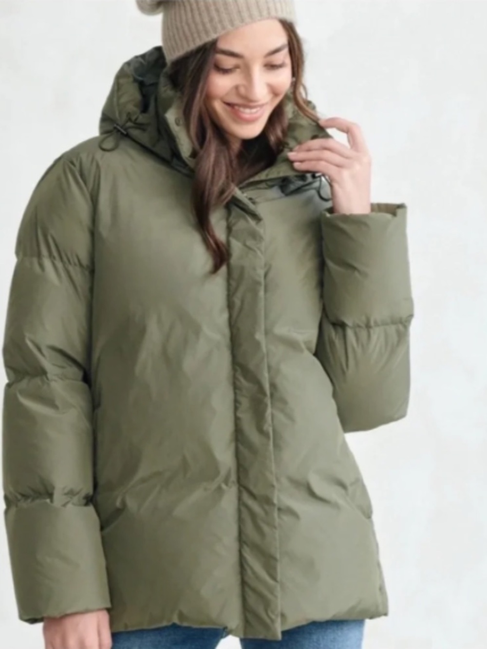 Jenni Kayne Large Down Puffer Jacket Olive Green